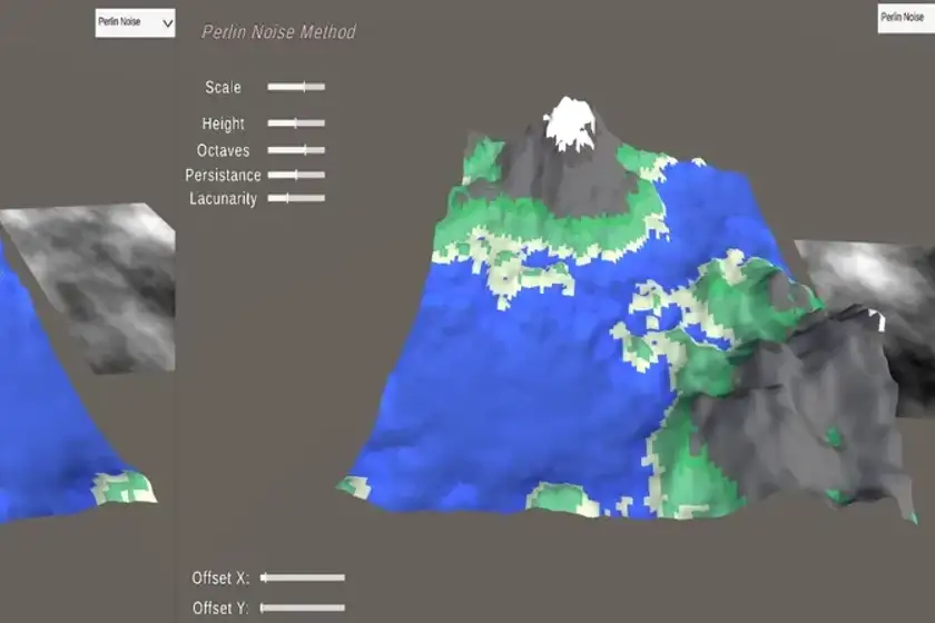 The Perlin noise parameter panel in the Unity editor