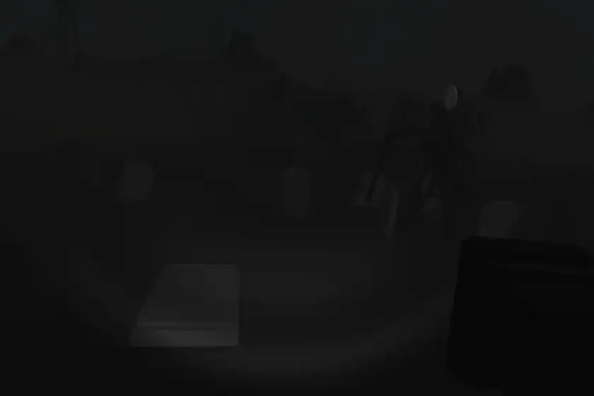 A page waiting to be collected among gravestones in the fog