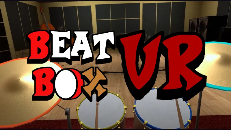 BeatBoxVR logo over the virtual drum kit