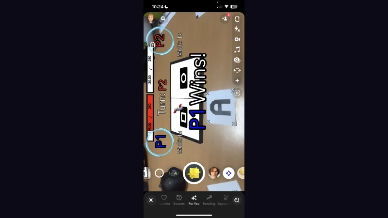 AR battle in progress on a phone