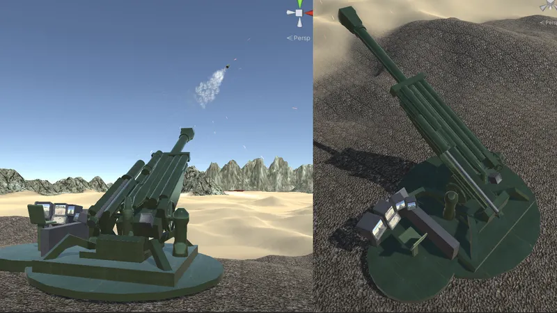 Third-person view of the custom howitzer